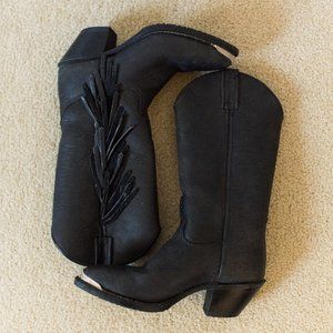 Double H Black Fringe Cowboy Boots